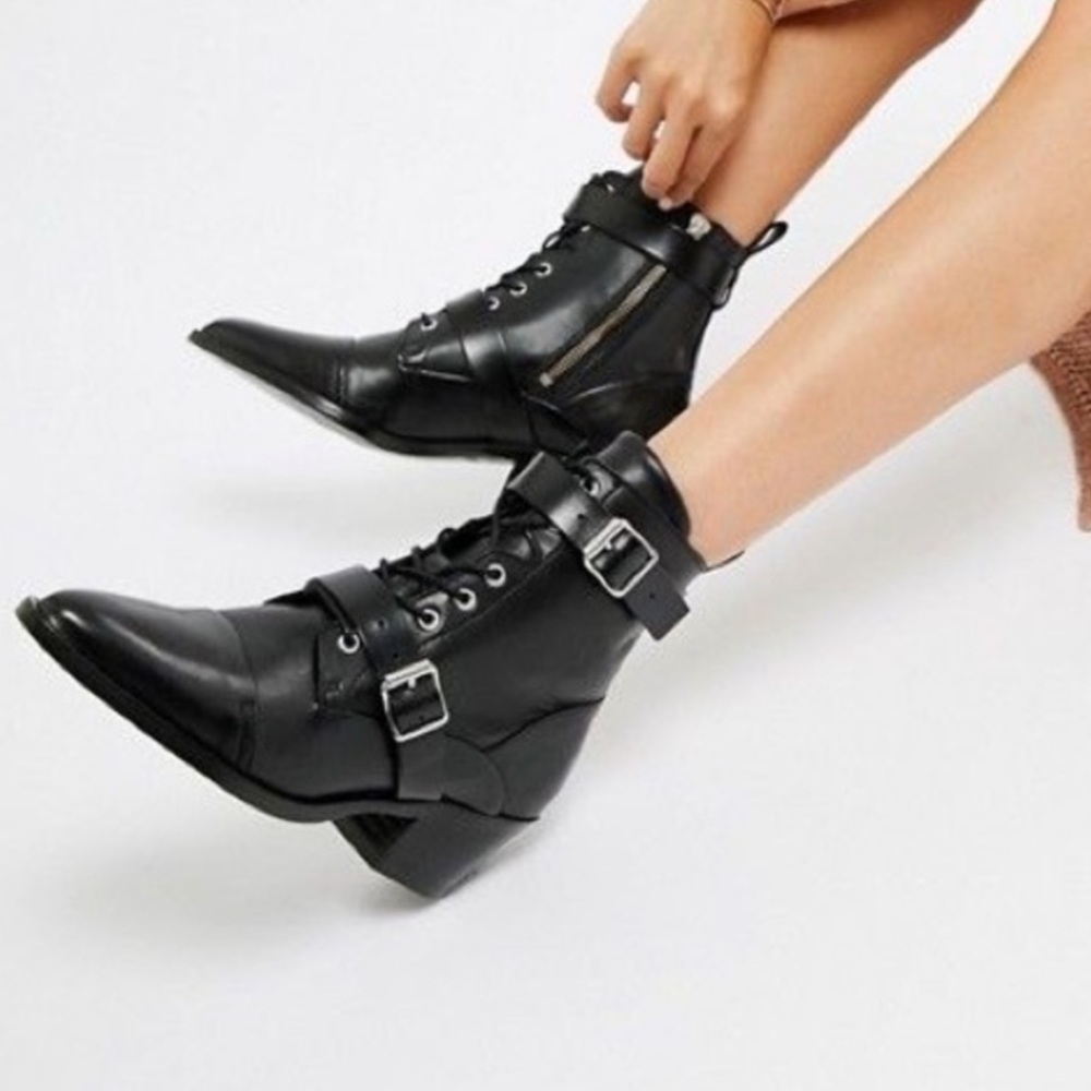 All saints Katy black leather boots